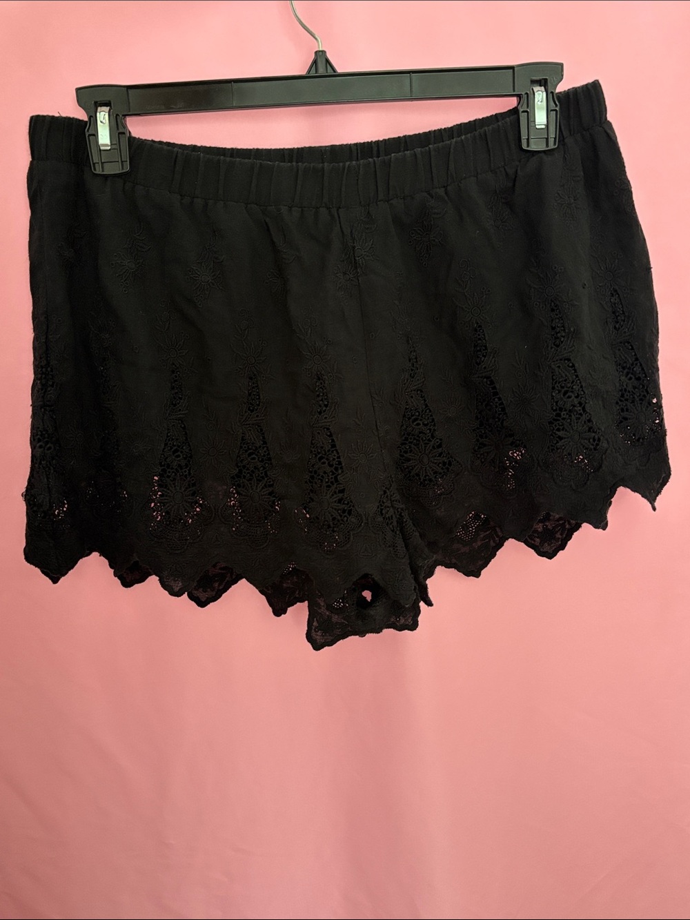 Urban Outfitters Black High-Waist Lace Trim Shorts